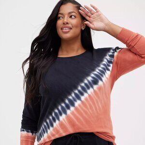 Torrid Drop Shoulder Sweatshirt - Everyday Fleece Tie Dye Black & Rusty Brown